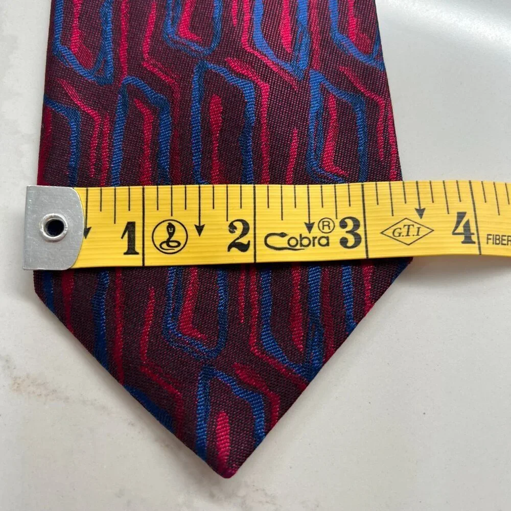 Portofino Vintage Mens Silk Necktie Red & Blue Italy Made 80s Party Club 58x3.5
